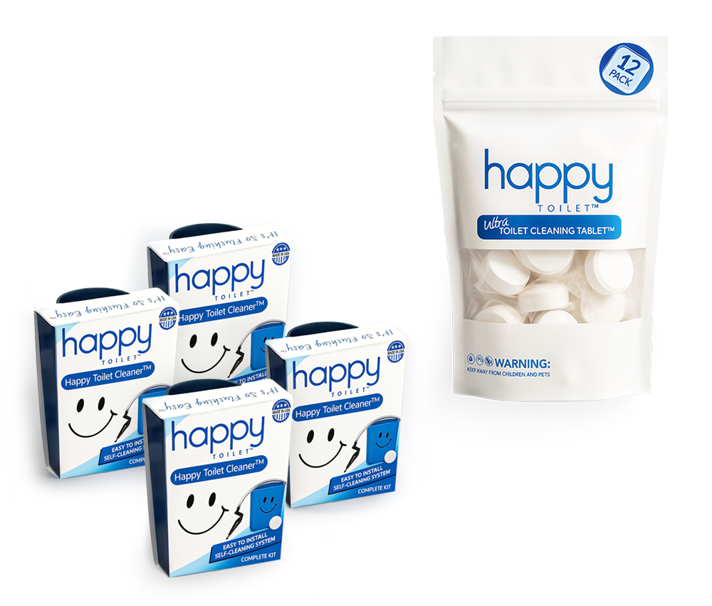 Buy 4 Happy Toilet Cleaners + 1 Bag of Cleaning Tablets