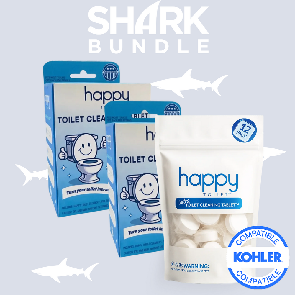 2 Happy Toilet™ Devices + 12-Pack Ultra Cleaning Toilet Tablets